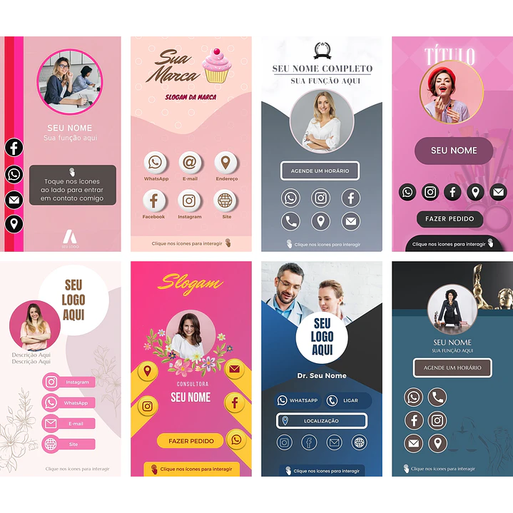 Pack Canva Cartões Interativos Digital Templates Editáveis 10 Artes + Bônus 1