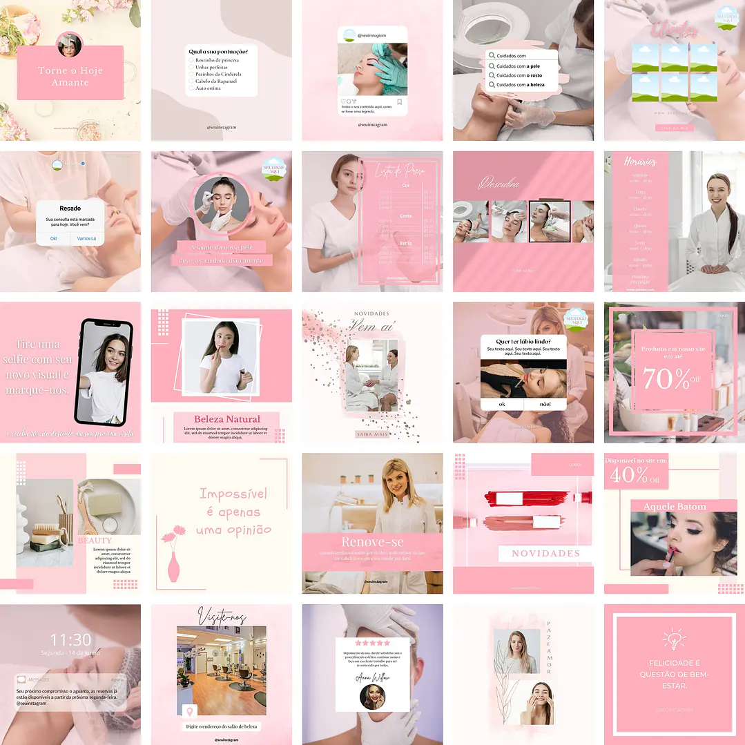 Pack Canva Estética 2.0 Templates Editáveis 25 Artes + Bônus 1
