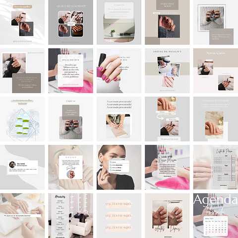 Pack Canva Nail Design 2.0 Templates Editáveis 25 Artes + Bônus