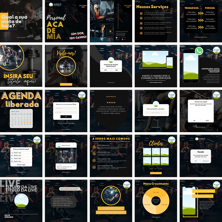 Pack Canva Academia Templates Editáveis 25 Artes + Bônus 1