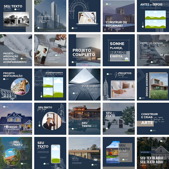 Pack Canva Arquitetos Arquitetura Templates Editáveis 25 Artes + Bônus 1