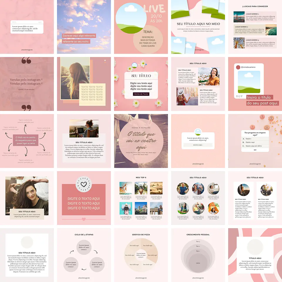 Pack Canva Feed Post Instagram 1.0 Templates Editáveis 100 Artes + Bônus 2