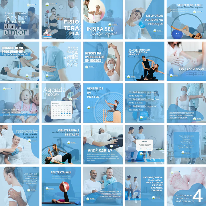 Pack Canva Fisioterapia Templates Editáveis 25 Artes + Bônus 1