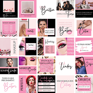 Pack Canva Maquiagem Makeup Templates Editáveis 25 Artes + Bônus