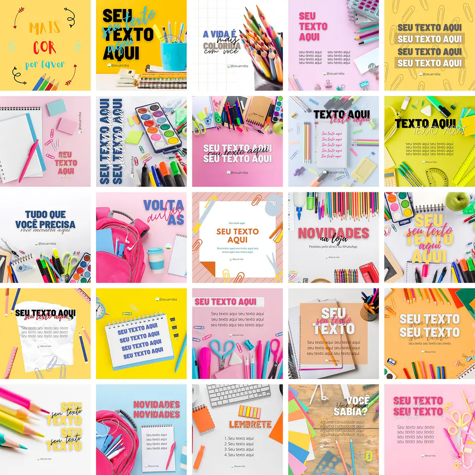 Pack Canva Papelaria Livraria Templates Editáveis 25 Artes + Bônus 1