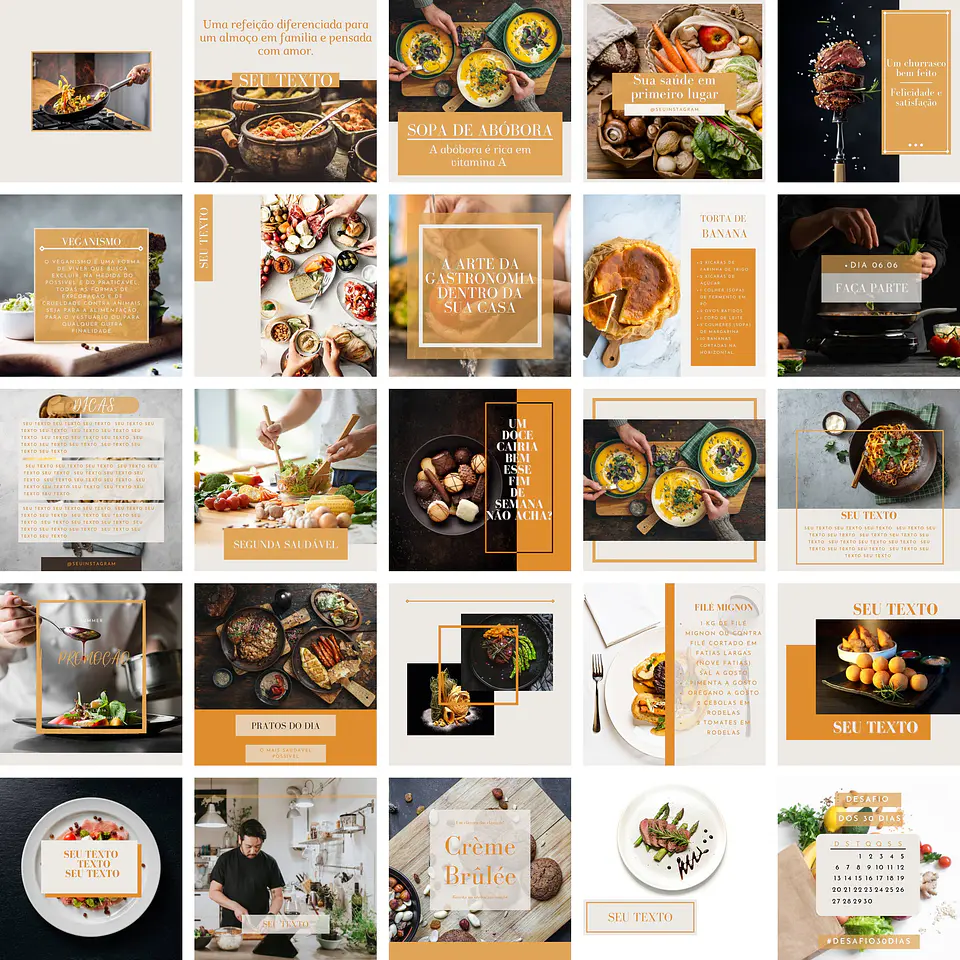 Pack Canva Restaurante Buffet Templates Editáveis 25 Artes + Bônus 1