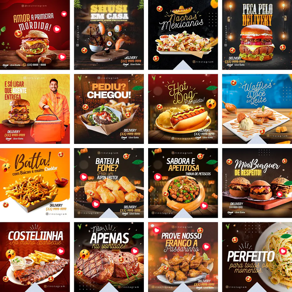 Pack Canva Alimentação Lanches Templates Editáveis 40 Artes + Bônus 2