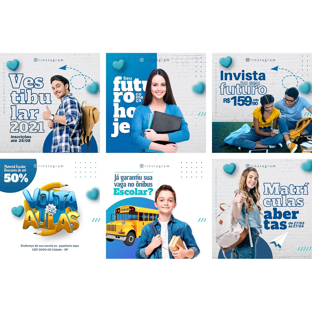 Pack Canva Escola Volta As Aulas Templates Editáveis 6 Artes + Bônus 1