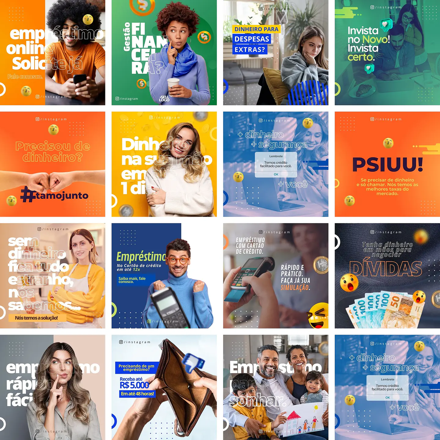 Pack Canva Financeiro 1.0 Templates Editáveis 16 Artes + Bônus 1