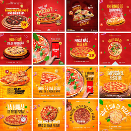 Pack Canva Pizzaria Pizza Templates Editáveis 30 Artes + Bônus