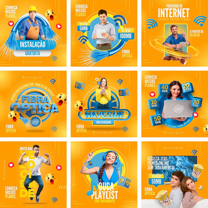 Pack Canva Provedor de Internet Templates Editáveis 10 Artes + Bônus 1