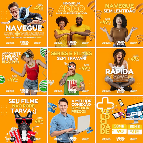 Pack Canva Provedor de Internet Templates Editáveis 28 Artes + Bônus