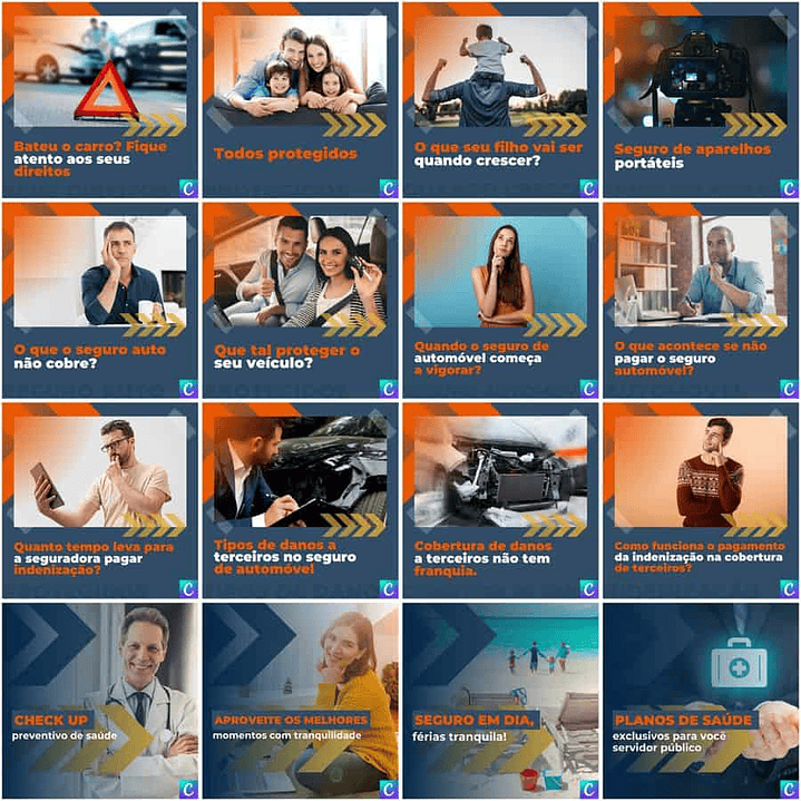 Pack Canva Corretora de Seguros Templates Editáveis 200 Artes + Legendas 1