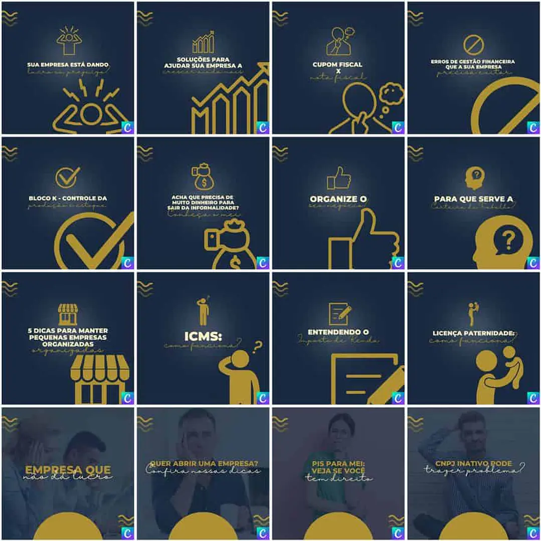 Pack Canva Contabilidade Templates Editáveis 200 Artes + Legendas 9