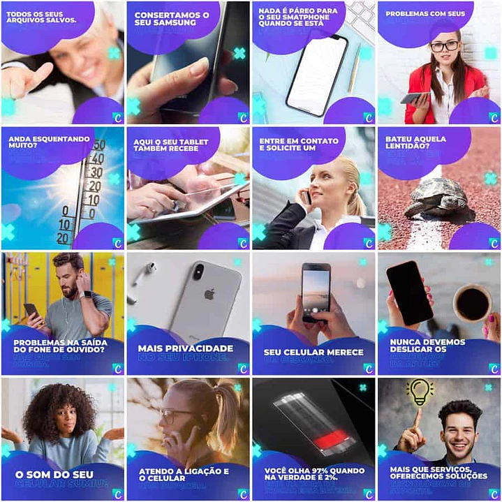 Pack Canva Assistência Técnica Celular Templates Editáveis 200 Artes + Legendas 5