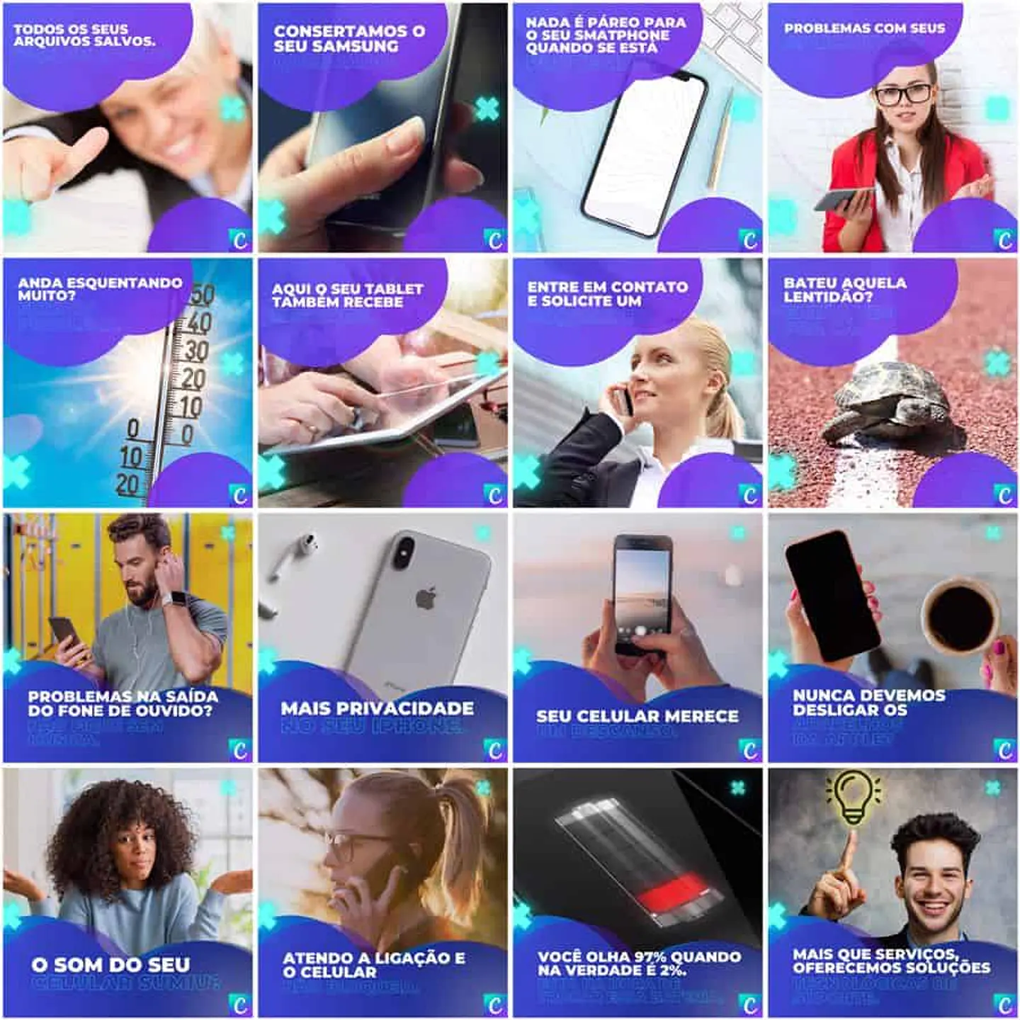 Pack Canva Assistência Técnica Celular Templates Editáveis 200 Artes + Legendas 5