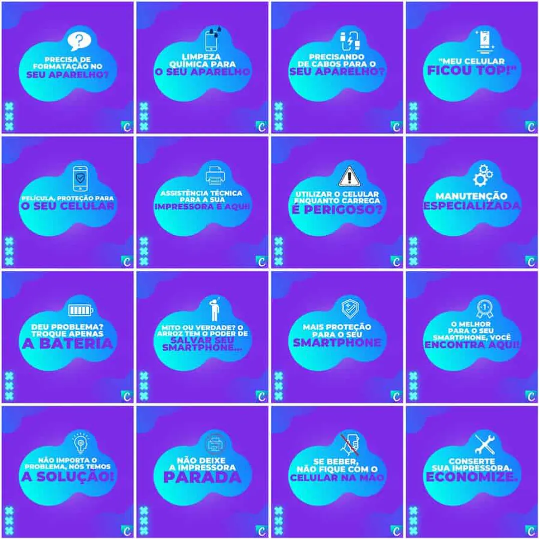Pack Canva Assistência Técnica Celular Templates Editáveis 200 Artes + Legendas 6
