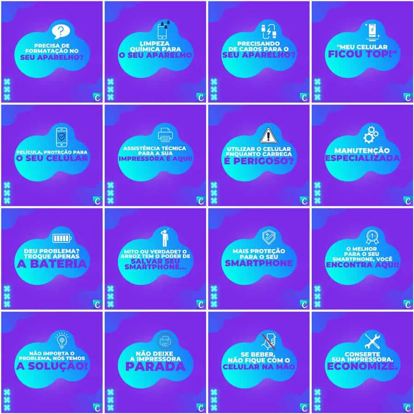 Pack Canva Assistência Técnica Celular Templates Editáveis 200 Artes + Legendas 6
