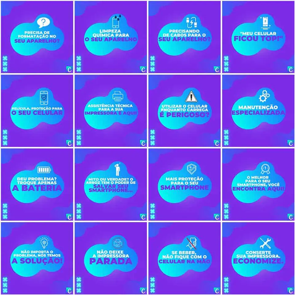 Pack Canva Assistência Técnica Celular Templates Editáveis 200 Artes + Legendas 6