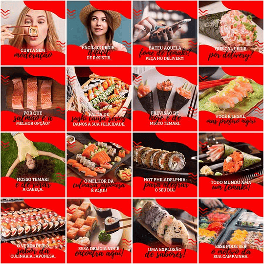 Pack Canva Sushi Templates Editáveis 200 Artes + Legendas