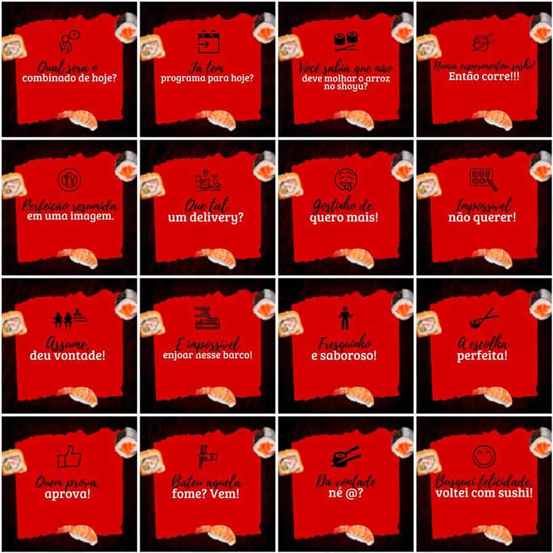 Pack Canva Sushi Templates Editáveis 200 Artes + Legendas 4