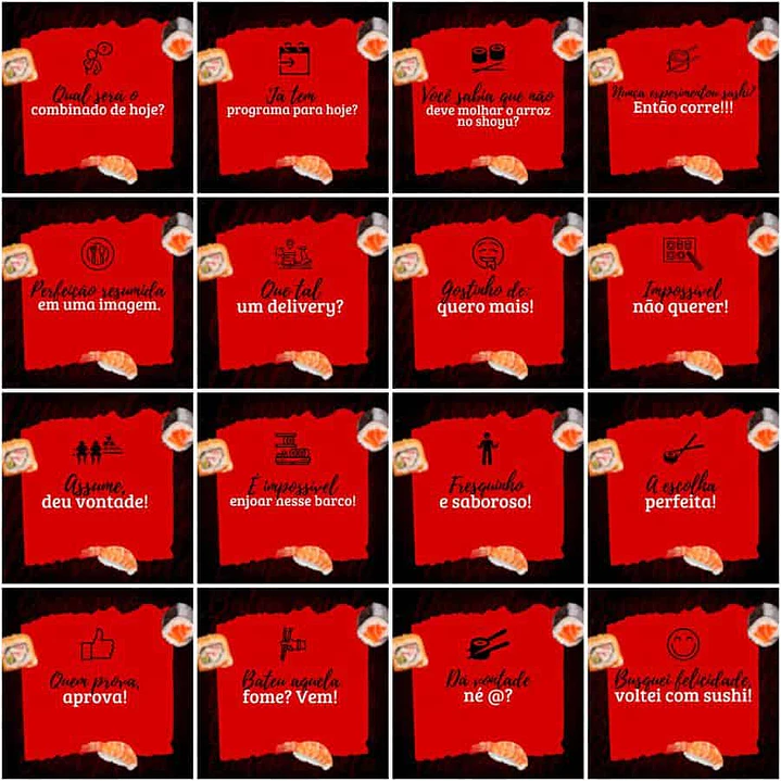 Pack Canva Sushi Templates Editáveis 200 Artes + Legendas 4