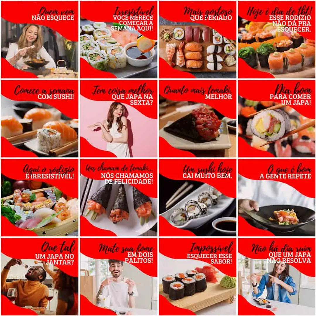 Pack Canva Sushi Templates Editáveis 200 Artes + Legendas 5