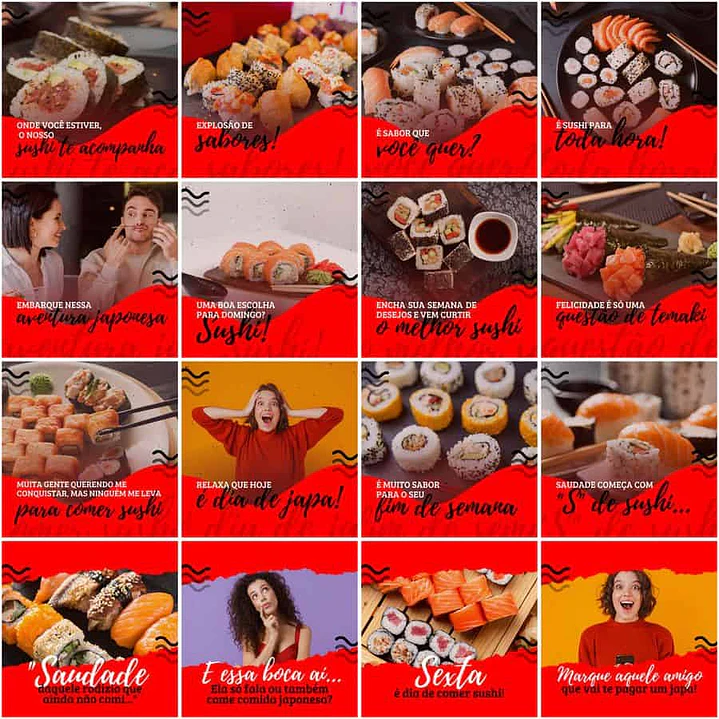 Pack Canva Sushi Templates Editáveis 200 Artes + Legendas 7