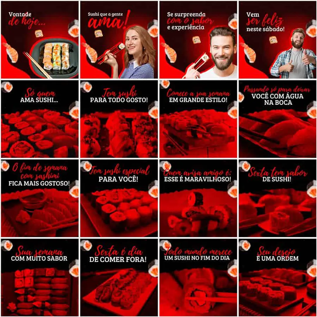 Pack Canva Sushi Templates Editáveis 200 Artes + Legendas 9