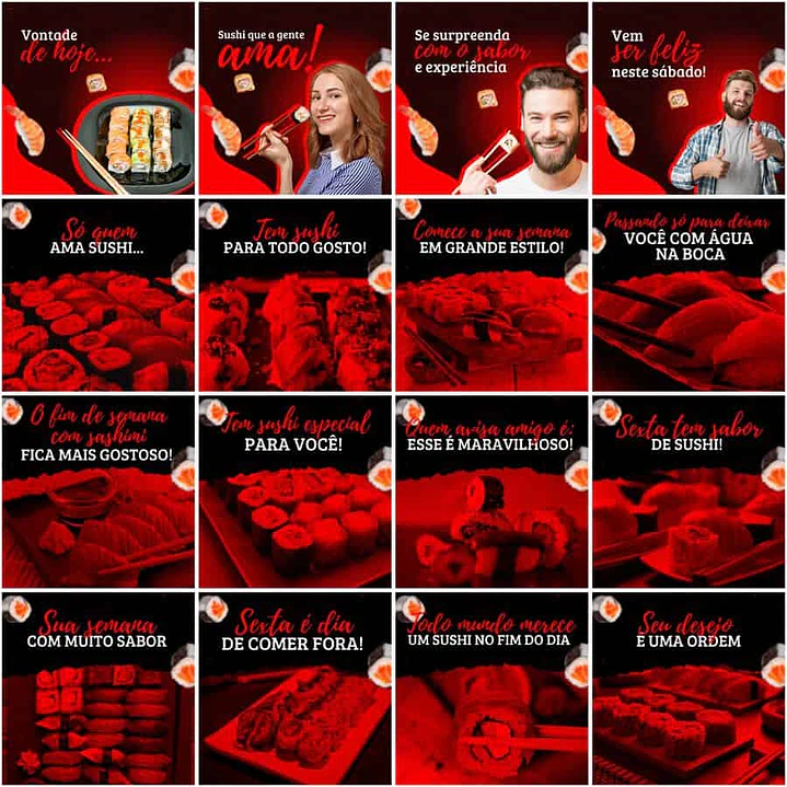 Pack Canva Sushi Templates Editáveis 200 Artes + Legendas 9