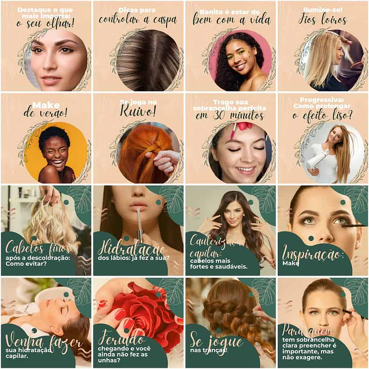 Pack Canva Salão de Beleza Templates Editáveis 200 Artes + Legendas 3