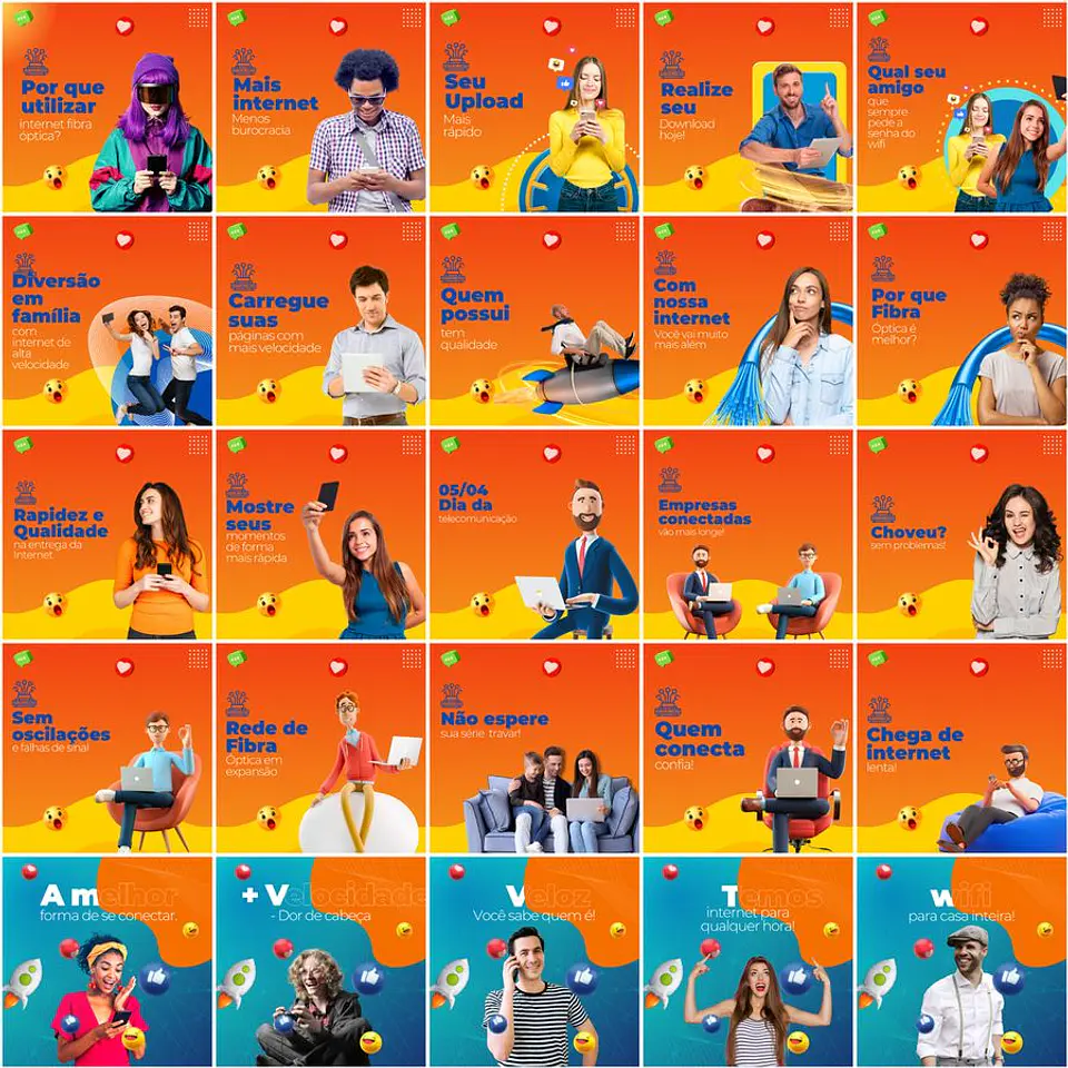 Pack Canva Provedor de Internet Templates Editáveis 200 Artes + Legendas 1