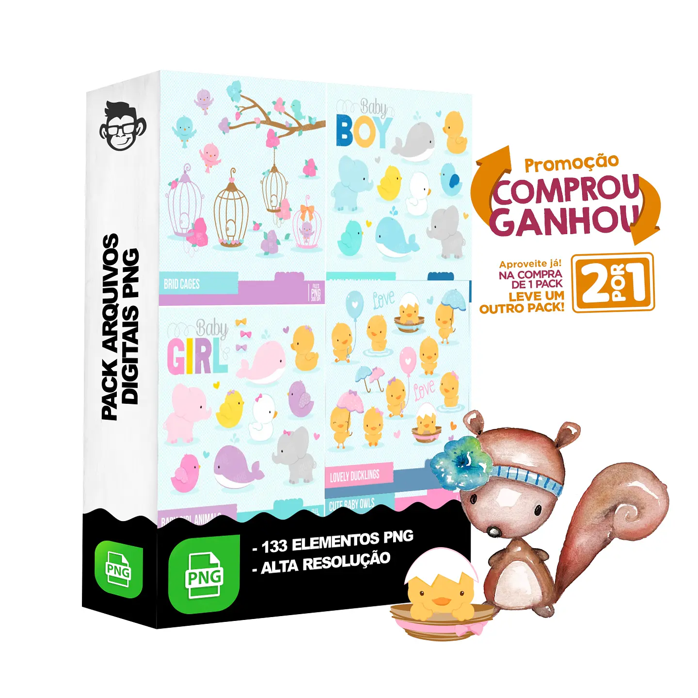 Kit Digital Animais Bichinhos sem fundo Png 1