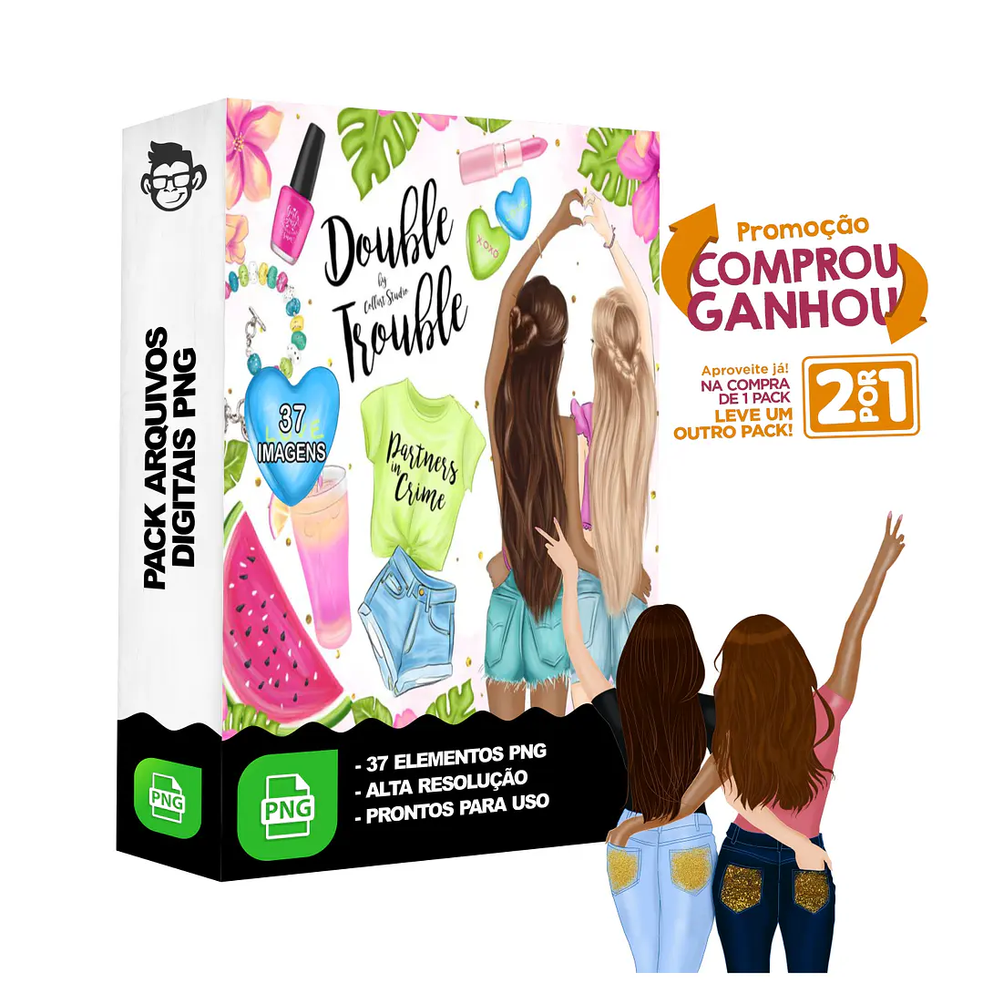 Kit Digital Amigas para Sempre sem fundo Png 1