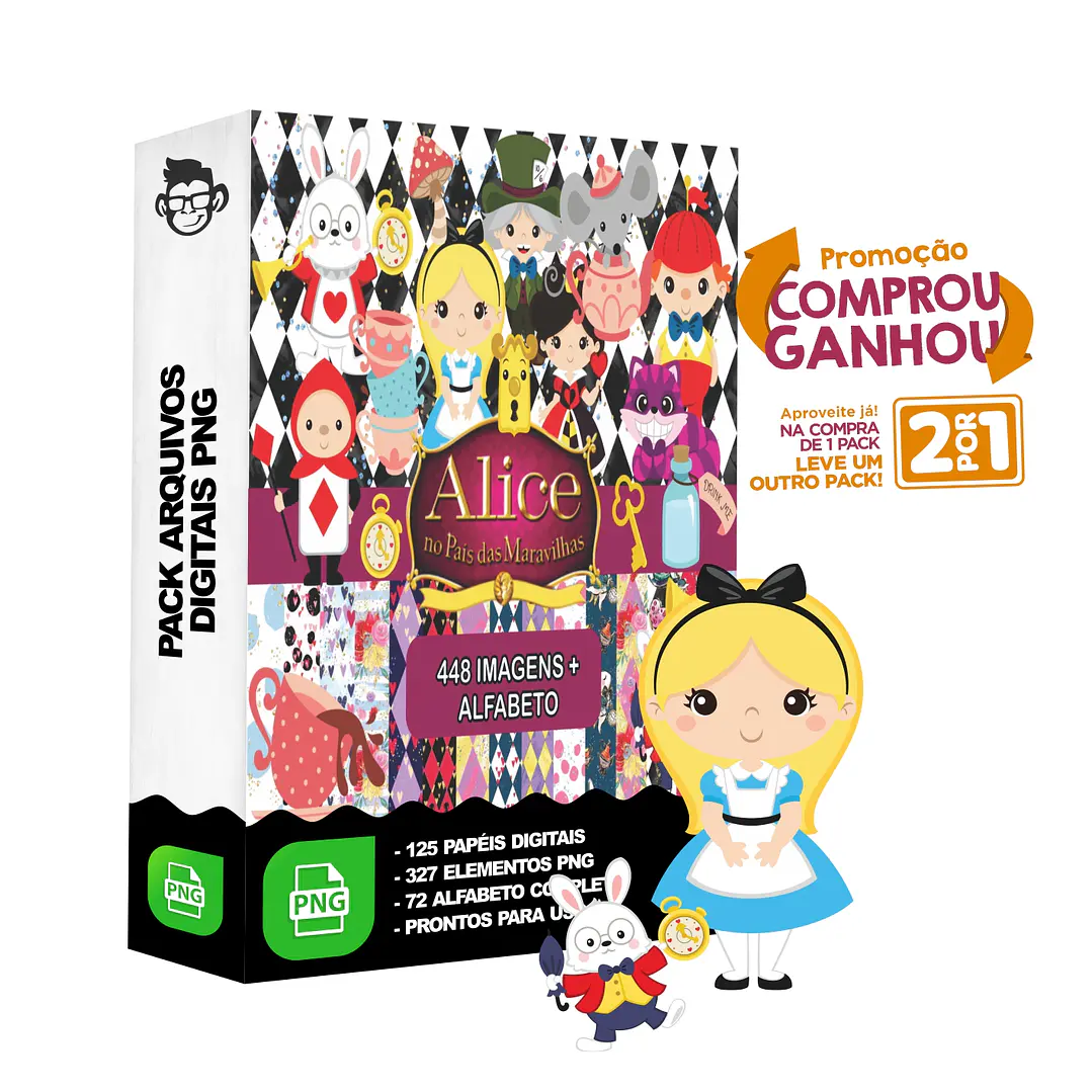 Kit Digital Alice no Pais das Maravilhas sem fundo Png 1