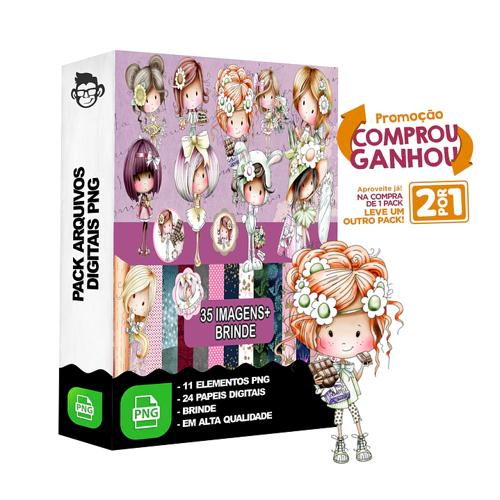 Kit Digital Bonequinhas Bonecas sem fundo Png 1