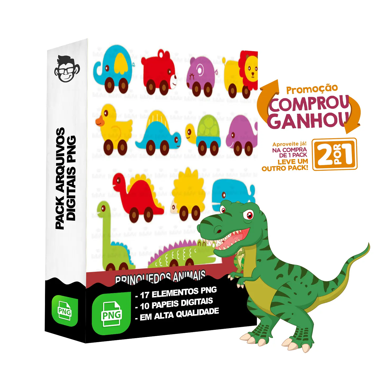 Kit Digital Brinquedos de Animais sem fundo Png 1