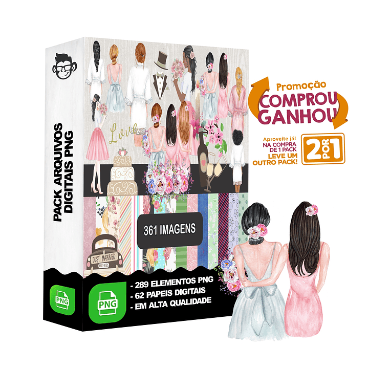 Kit Digital Casamento Noivas Cerimonial sem fundo Png 1