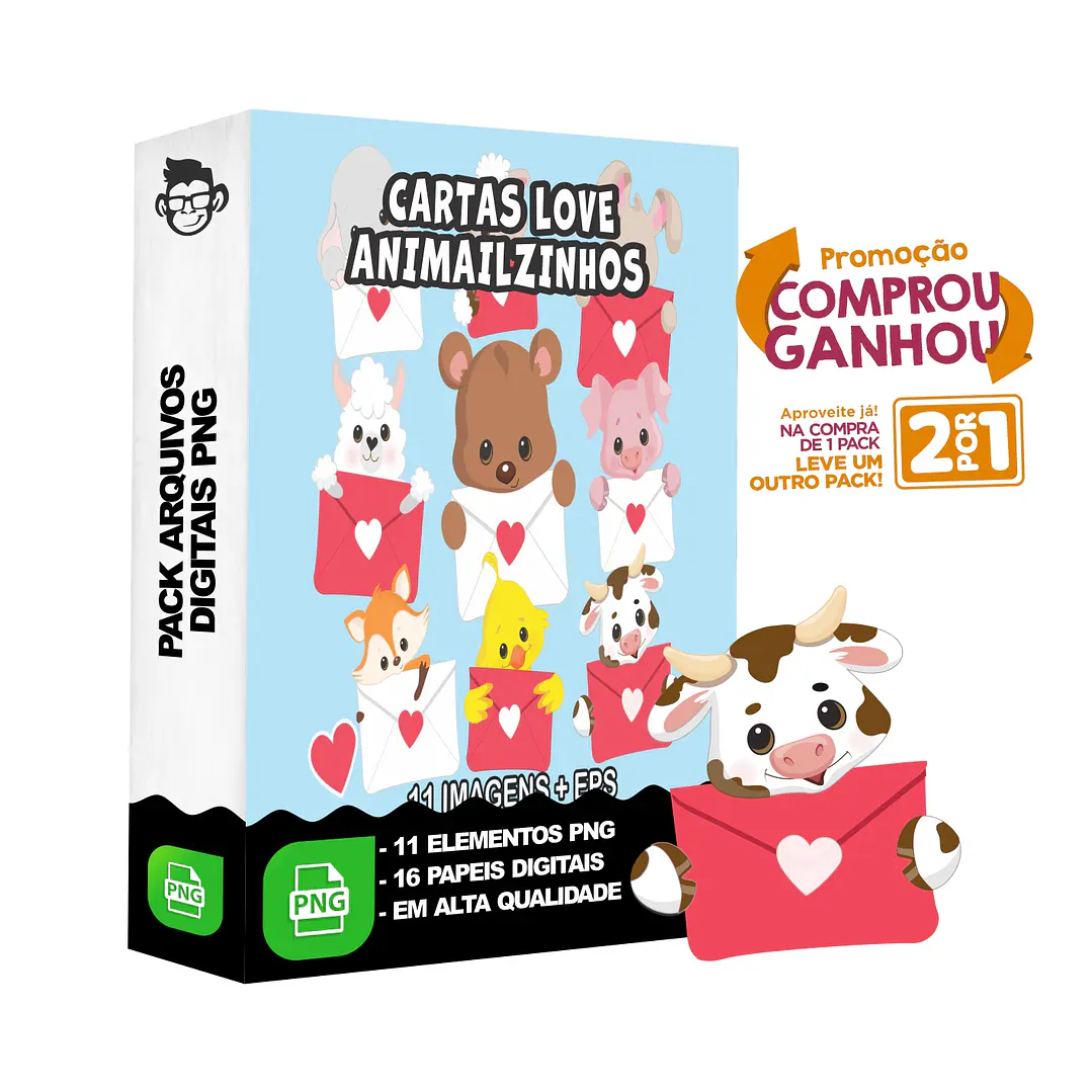 Kit Digital Carta Animalzinhos Animais sem fundo Png 1