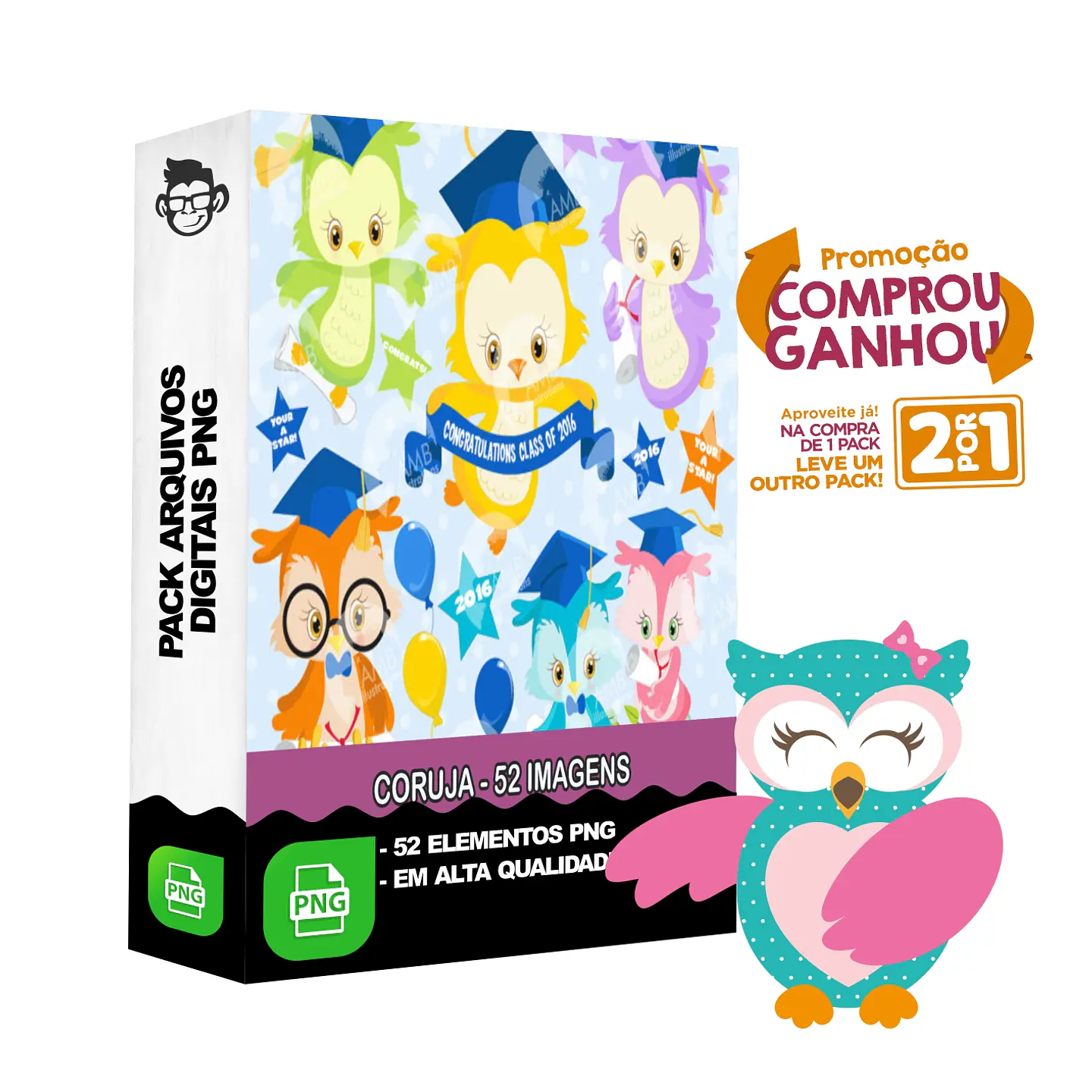 Kit Digital Coruja sem fundo Png 1