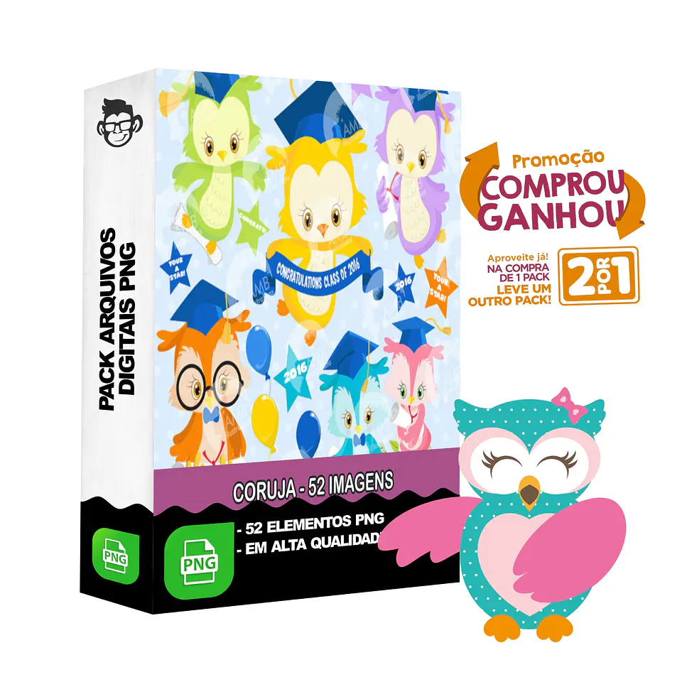 Kit Digital Coruja sem fundo Png 1