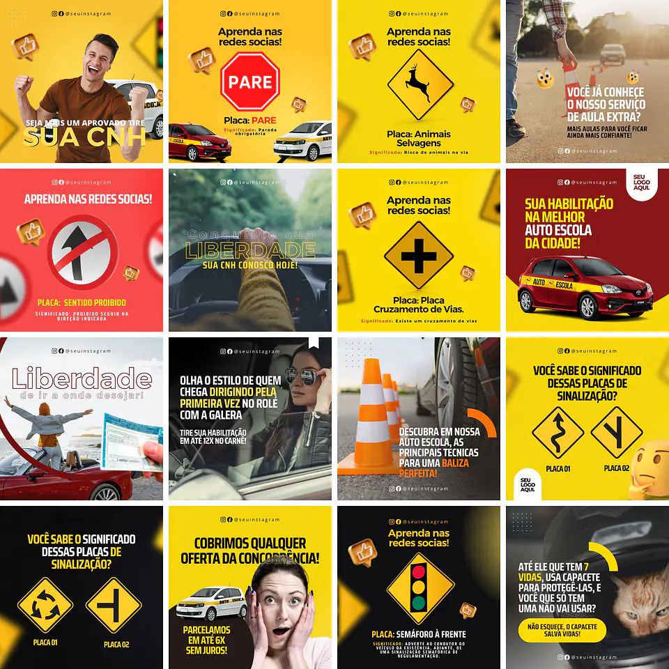 Pack Canva Auto Escola Templates Editáveis 30 Artes + Bônus 2