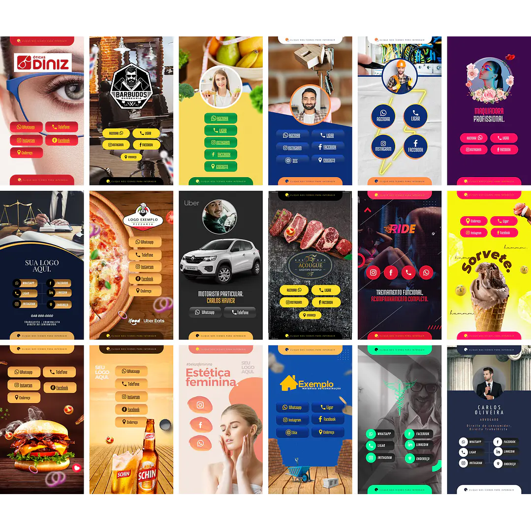 Pack Canva Cartão Interativo Virtual Templates Editáveis 40 Artes + Bônus 1