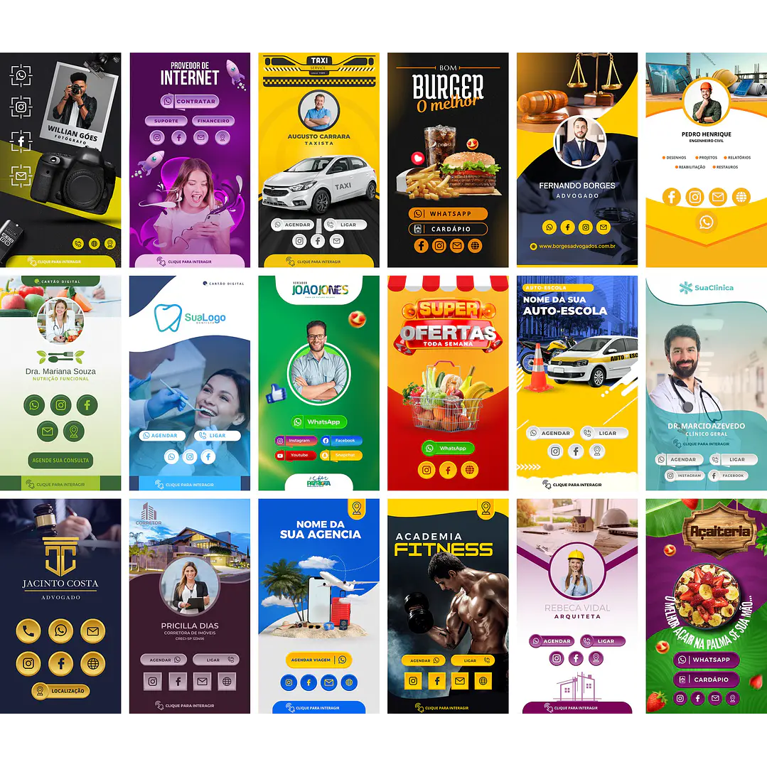 Pack Canva Cartão Interativo Virtual Templates Editáveis 40 Artes + Bônus 2