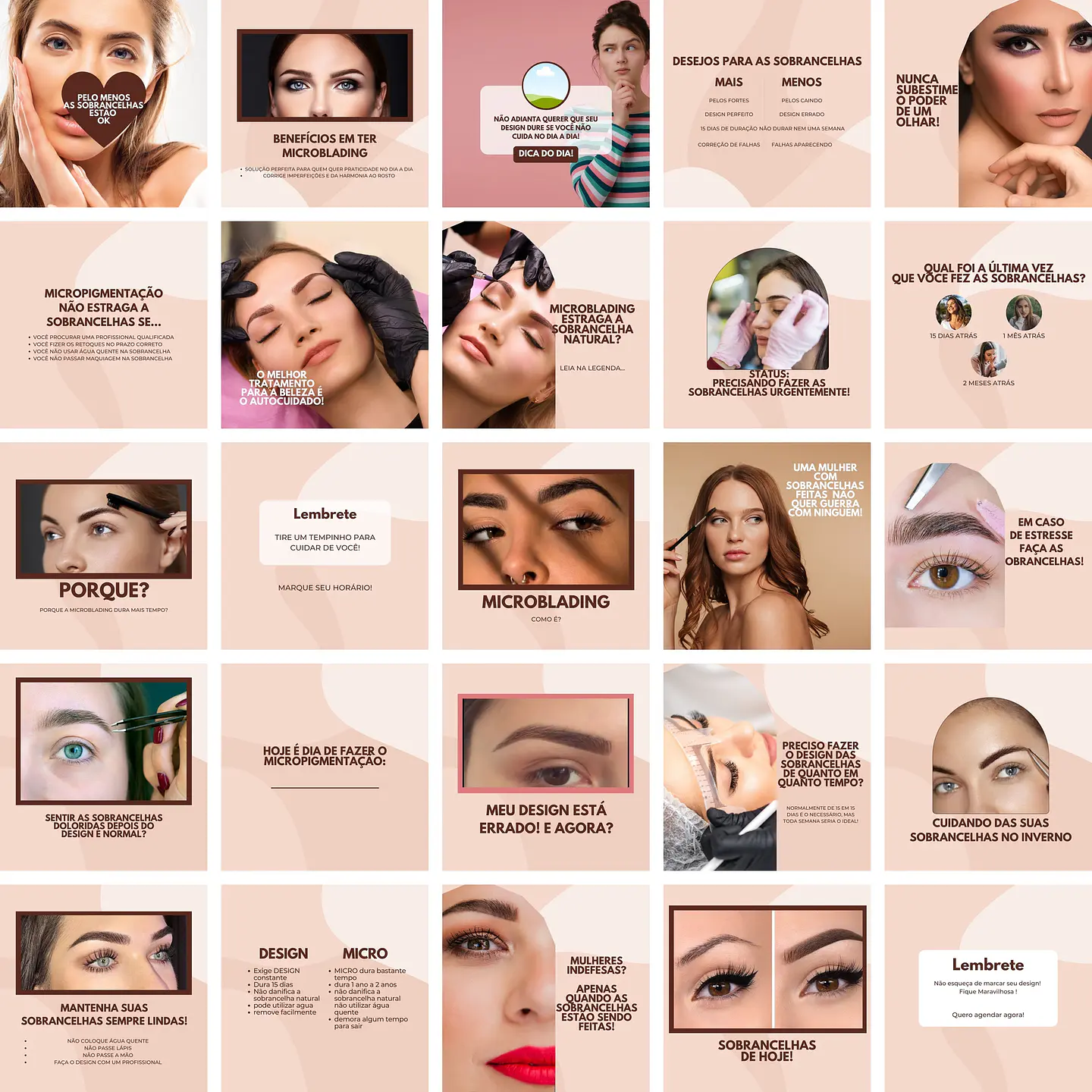 Pack Canva Designer de Sobrancelhas Templates Editáveis 200 Artes + Bônus 4