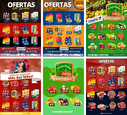 Pack Canva Encartes Supermercado Templates Editáveis 20 Artes