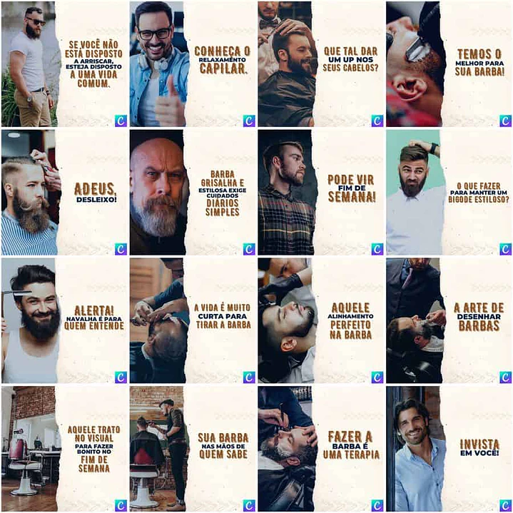 Pack Canva Barbearia Templates Editáveis 200 Artes + Legendas 5