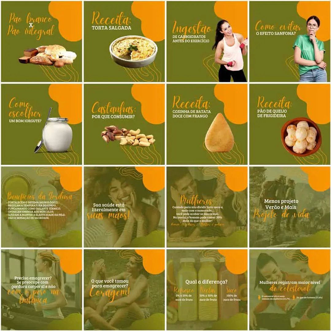 Pack Canva Nutricionista Nutrição Templates Editáveis 200 Artes + Legendas 9
