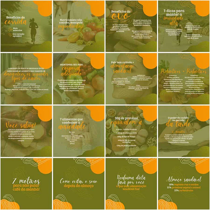 Pack Canva Nutricionista Nutrição Templates Editáveis 200 Artes + Legendas 10