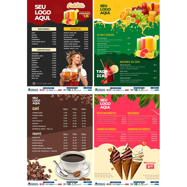 Pack Canva Cardápios Menus Templates Editáveis 10 Artes 1
